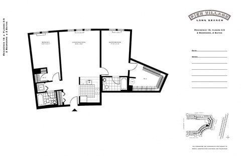 Floor plan for 2 beds, 2 baths, 1182 sqft